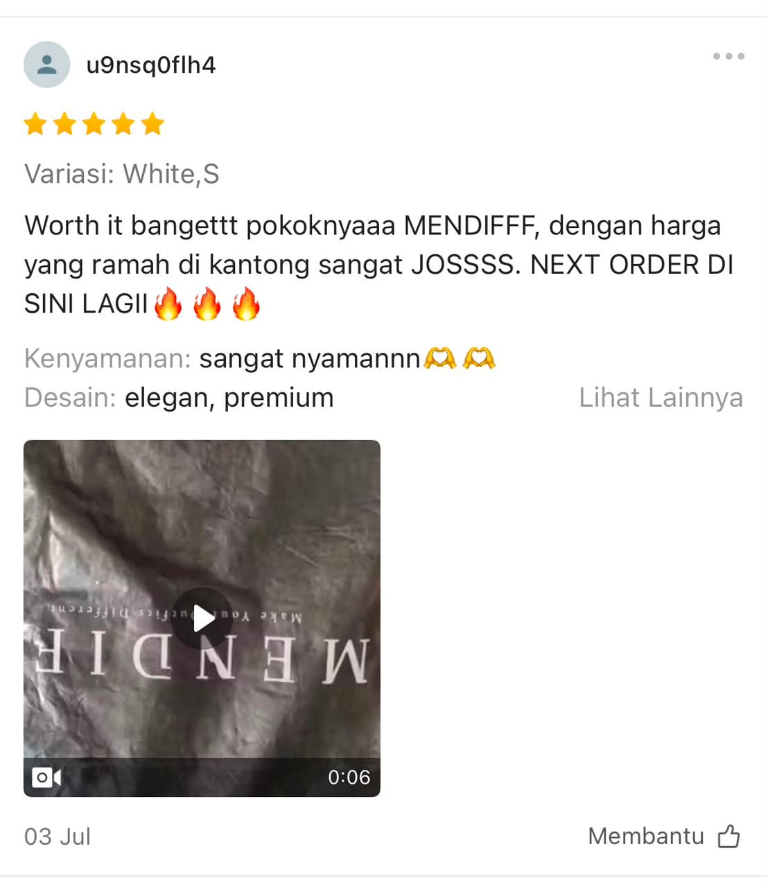 Testimoni Pelanggan Mendiff 2